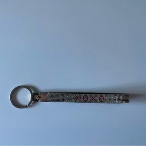 Silver rhinestone Keychain with Red Accents